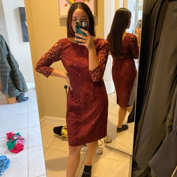 Jcrew burgundy lace dress, low back. NWT! - Picture 2 of 11